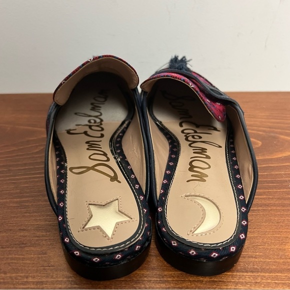 Sam Edleman Blue Red Geo Parsimon Tassel Loafer Mules Academia Library Preppy - Picture 9 of 11